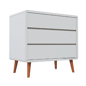 Cômoda Sonhos - 3 Gavetas - Sem Porta - Pés Madeira - Branco