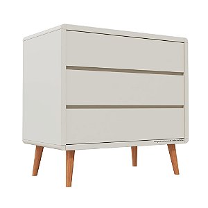 Cômoda Sonhos - 3 Gavetas - Sem Porta - Pés Madeira - Areia