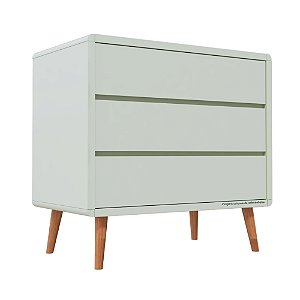 Cômoda Sonhos - 3 Gavetas - Sem Porta - Pés Madeira - Verde Old