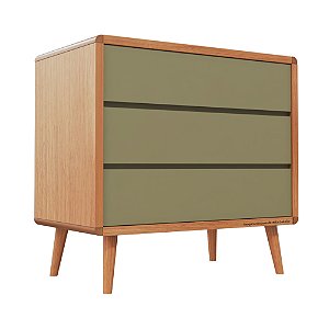 Cômoda Sonhos - 3 Gavetas - Sem Porta - Corpo Madeira - Verde Cacto