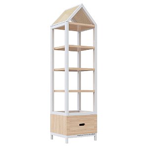 Estante Tupi 50 Com Telhado - Carvalho / Branco