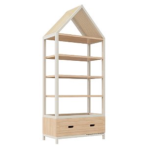 Estante Tupi 90 - Com Telhado - Carvalho / Areia