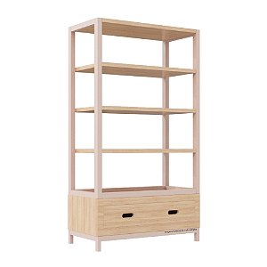 Estante Tupi 90 - Carvalho / Rosa old