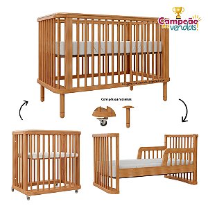 Berço Joy - Evolutivo - 3 em 1 - Madeira Jequitibá - prontaentrega