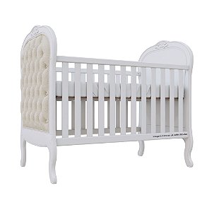 Berço Ópera - Capitonê Veludo Bege - Branco