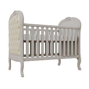 Berço Ópera - Capitonê Veludo Bege - Cinza