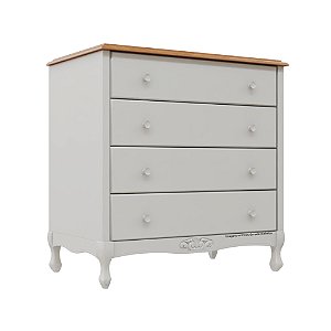 Cômoda Ópera - 4 Gavetas - Tampo Madeira - Branco