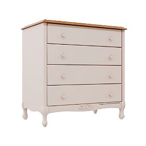 Cômoda Ópera - 4 Gavetas - Tampo Madeira - Rosa Old