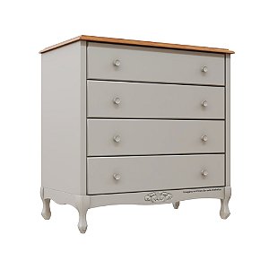 Cômoda Ópera - 4 Gavetas - Tampo Madeira - Cinza