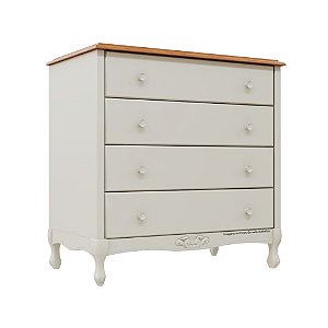 Cômoda Ópera - 4 Gavetas - Tampo Madeira - Areia