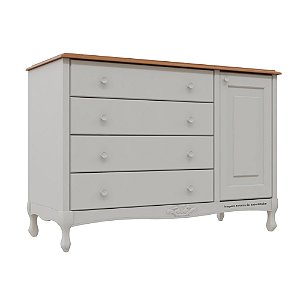 Cômoda Ópera - Com Porta - Tampo Madeira - Branco