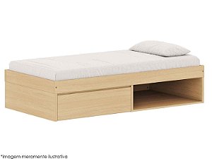Cama Arcos Play - 1 Gaveta e  1 Espaço Para Futon - Carvalho Malva