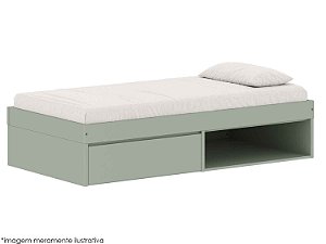 Cama Arcos Play - 1 Gaveta e  1 Espaço Para Futon - Verde Jade