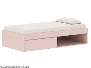 Cama Arcos Play - 1 Gaveta e  1 Espaço Para  Futon - Rosa