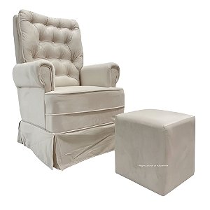 Poltrona De Amamentação Sonhos - Com Balanço - Com Puff - TB404 - Suede Bege