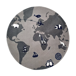 Tapete - Mapa Mundi Cinza -Redondo