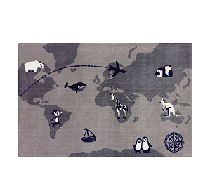 Tapete - Mapa Mundi Cinza - Quadrado