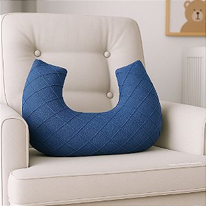 Almofada De Amamentação - Tricot / Trama Losango - Azul Marinho Naval - prontaentrega