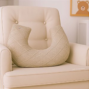 Almofada De Amamentação - Tricot / Trama Losango - Bege Nuvem - prontaentrega