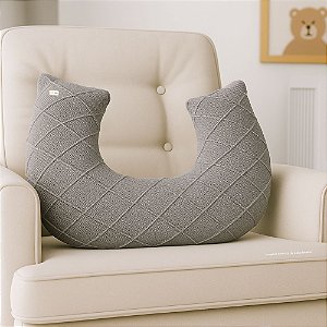Almofada De Amamentação - Tricot / Trama Losango - Cinza New Grey - prontaentrega