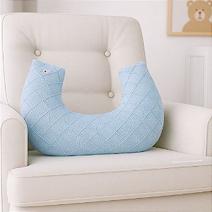Almofada De Amamentação - Tricot / Trama Losango - Azul Sky - prontaentrega