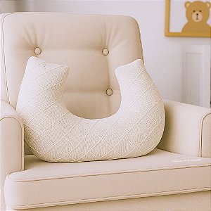 Almofada De Amamentação - Tricot / Trama Losango - Off White Natural - prontaentrega