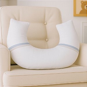 Almofada De Amamentação - Duo - Percal / Tricô - Branco / Azul Sky 016 / Cinza Claro 006