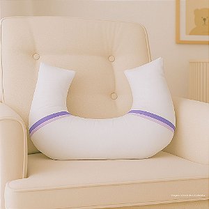 Almofada De Amamentação - Duo - Percal / Tricô - Branco / Lilás 031 / Imperial Lilás 026