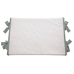 Trocador Reto - Tricot Branco / Trama Losango - Com Bordinhas E Laço Em Verde M.Plantação - prontaentrega