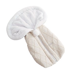 Saco De Dormir - Tricot Em Trama Losango - Com Pelúcia - Off White Natural