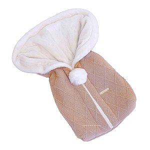 Saco De Dormir - Tricot Em Trama Losango - Com Pelúcia - Rose Tan