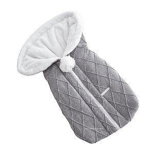Saco De Dormir - Tricot Em Trama Losango - Com Pelúcia - Cinza M.Gris