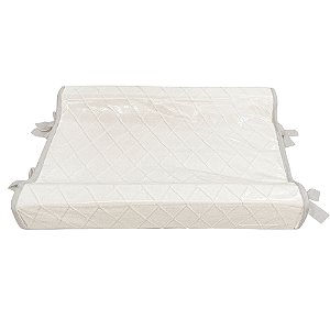 Trocador Anatômico - Tricot Branco / Trama Losango - Com Bordinhas E Laço Em Cinza 869