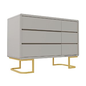 Cômoda Sonhos - Com Porta - Pés Metálicos - Cinza