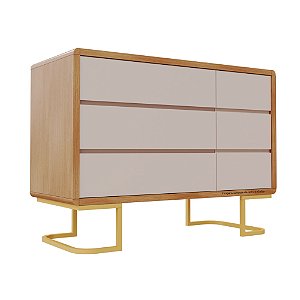 Cômoda Sonhos - Pé Metalico - Com Porta - Corpo Madeira - Rosa Old