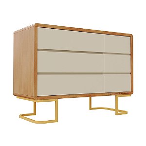 Cômoda Sonhos - Pé Metalico - Com Porta - Corpo Madeira - Areia