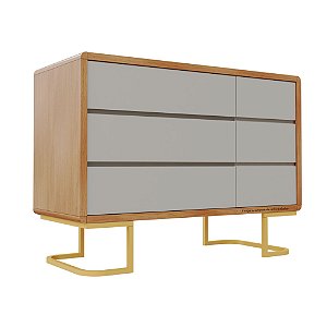 Cômoda Sonhos - Pé Metalico - Com Porta - Corpo Madeira - Cinza