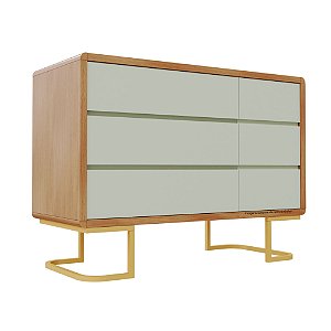 Cômoda Sonhos - Pé Metalico - Com Porta - Corpo Madeira - Verde Old