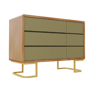Cômoda Sonhos - Pé Metalico - Com Porta - Corpo Madeira - Verde Cacto
