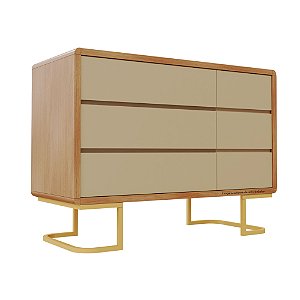 Cômoda Sonhos - Pé Metalico - Com Porta - Corpo Madeira - Capuccino