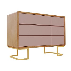 Cômoda Sonhos - Pé Metalico - Com Porta - Corpo Madeira - Rose