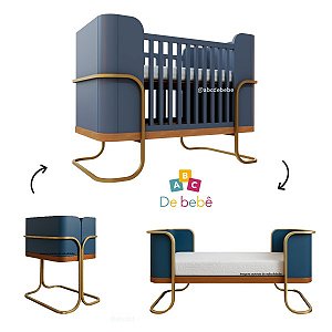 Berço Vegas - Anis / Madeira - Pés Dourados