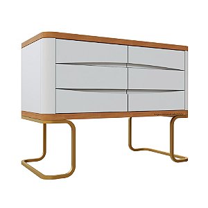 Cômoda Vegas - Branco / Madeira - Pés Dourados