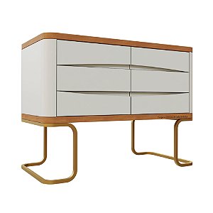 Cômoda Vegas - Areia / Madeira - Pés Dourados
