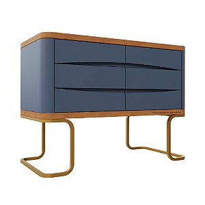Cômoda Vegas - Anis / Madeira - Pés Dourados