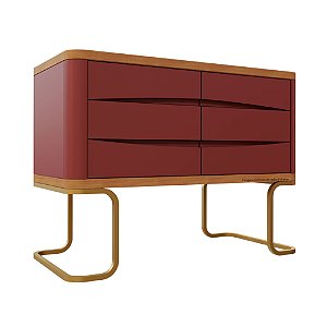Cômoda Vegas - Páprica / Madeira - Pés Dourados