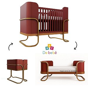 Berço Vegas - Páprica / Madeira - Pés Dourados