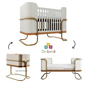 Berço Vegas - Areia / Madeira - Pés Dourados