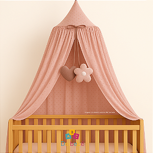 Dossel Tenda Mosquiteiro - Rosa - Flor e Coração