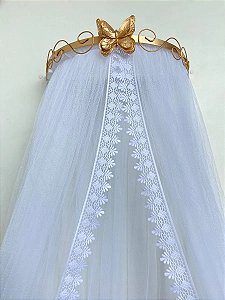 Dossel Mosquiteiro De Parede - 2 Peças - Borboleta Dourado